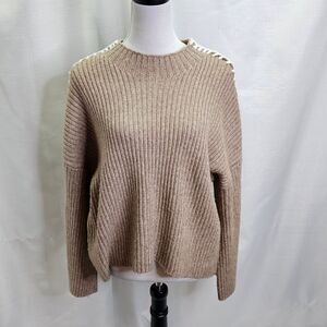 Halogen Tan Thread Detail Chunky Knit Sweater Size Large